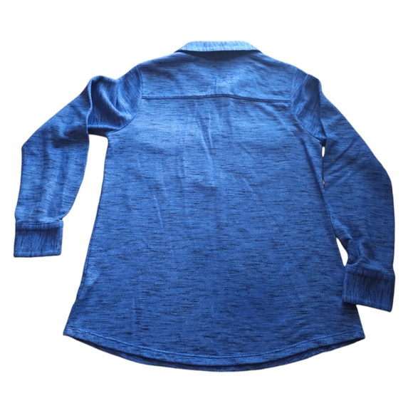 Soft Surroundings Blue Knit Pullover Top with Collar and Half Zip Front Medium - Picture 3 of 5